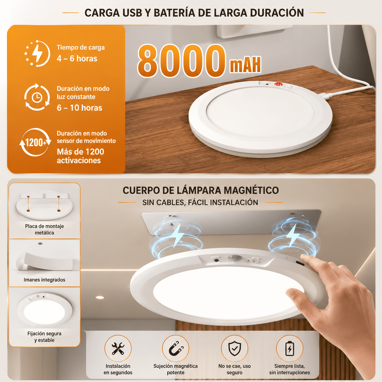 Lámpara LED con sensor | sin cables, sin instalación. - Domova