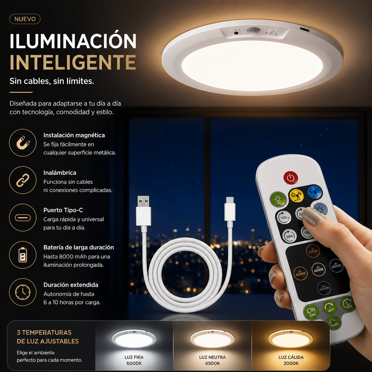 Lámpara LED con sensor | sin cables, sin instalación. - Domova