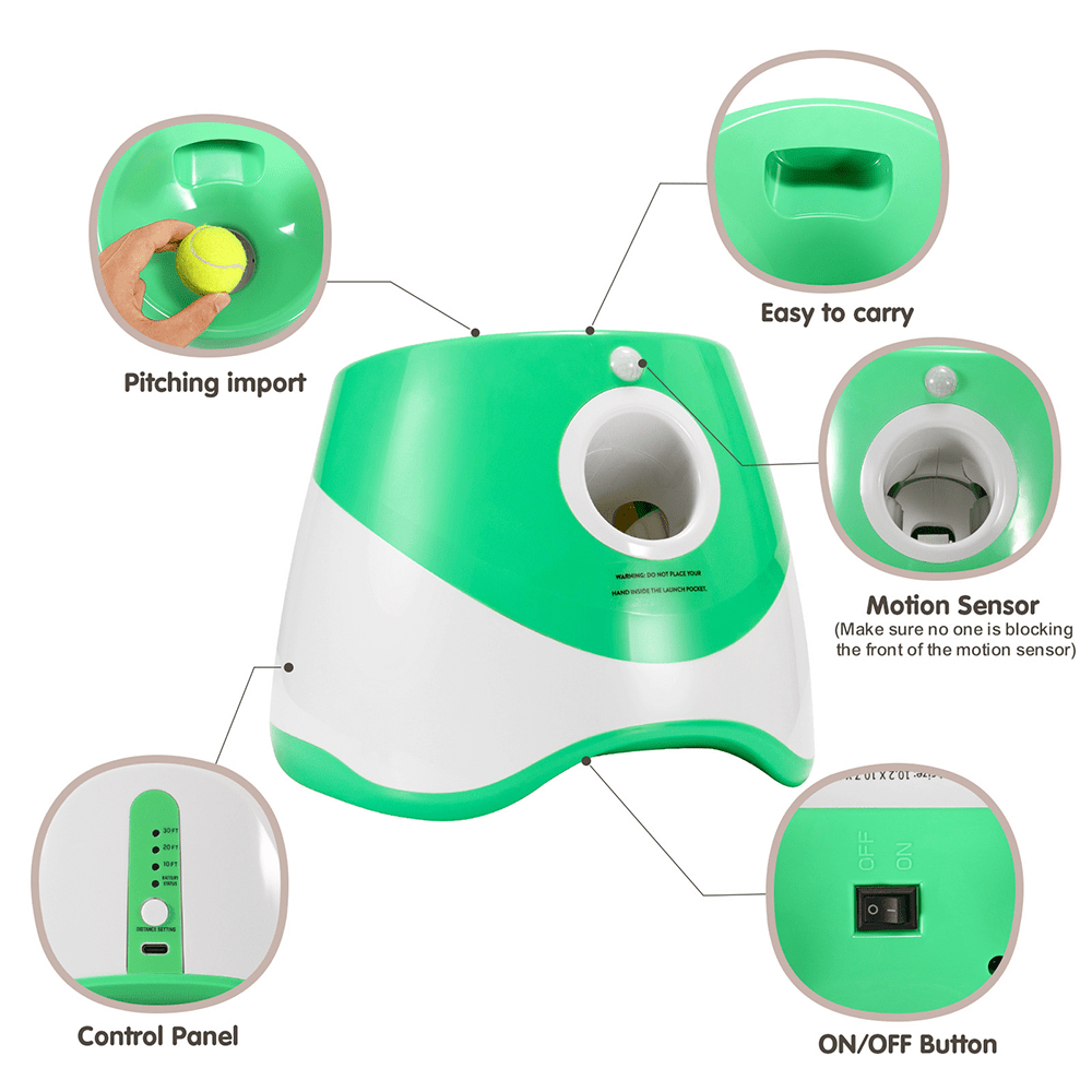 Lanzador Automático de Pelotas de Tenis para Mascotas - Domova